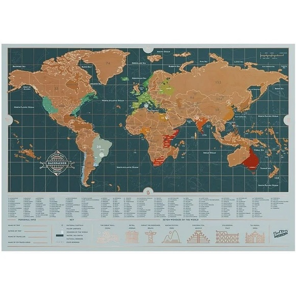 Luckies of London World Scratch Map Backpacker Edition Personalized Travel - Picture 2 of 7
